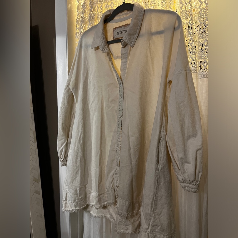 Free People: Button Down Shirt Dress: Cream: Small